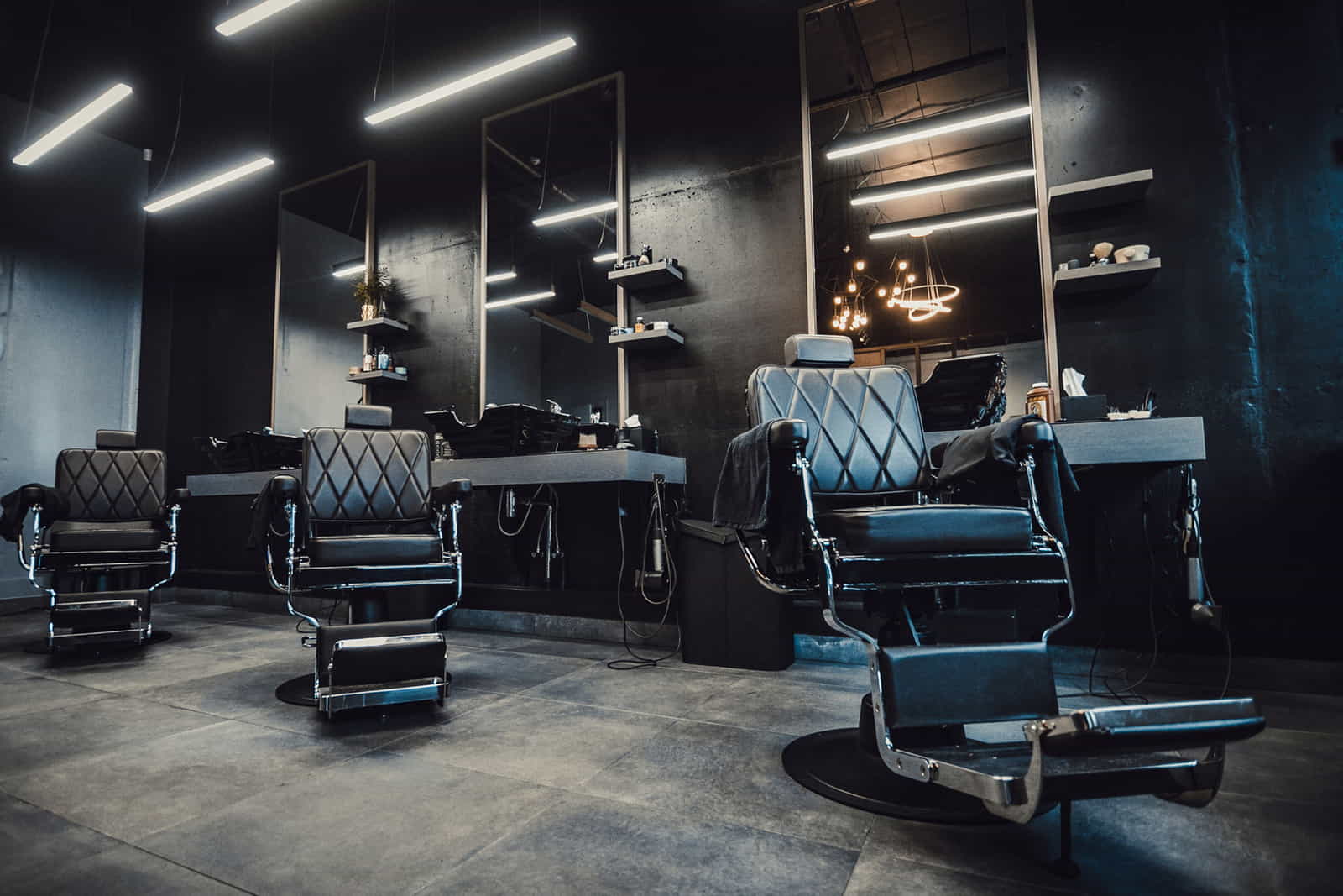 A serene barber shop interior, designed for relaxation and comfort